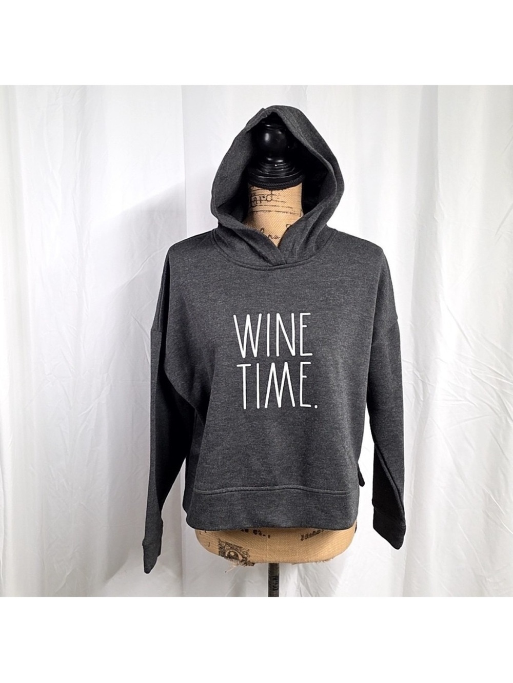 Rae Dunn Charcoal 'WINE TIME.' Hooded Sweatshirt